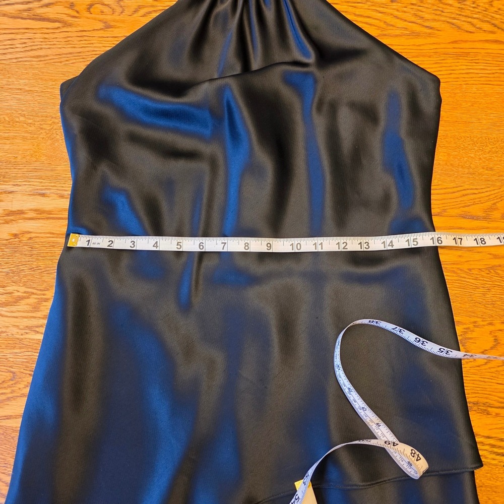 Jones New York Black Halter Tiered Cocktail Dress Size 8 Satin‎ Formal Midi - Picture 12 of 13